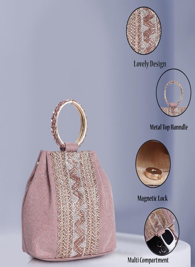 PLANX SILK Fabric Stylish Trendy Unique Designer Potli Bag - Fancy Top Handle Wedding Clutch For Women - Image 2